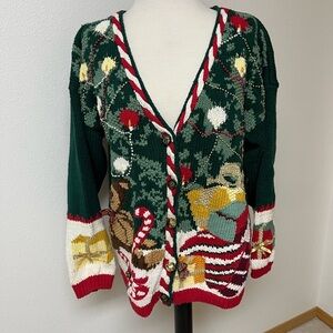 Vintage Festive Green Christmas Sweater women’s size L